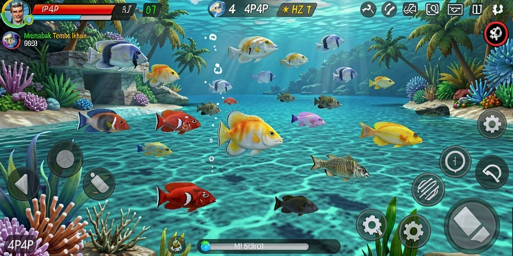 Gameplay seru Tembak Ikan di 4P4P dengan efek visual menarik.