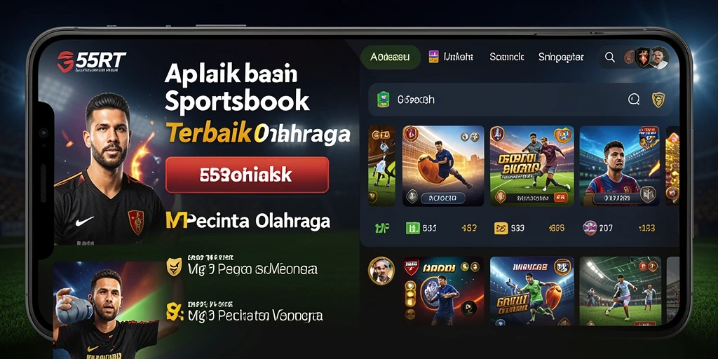 Tampilan interaktif aplikasi 55RT yang menarik untuk Sportsbook.