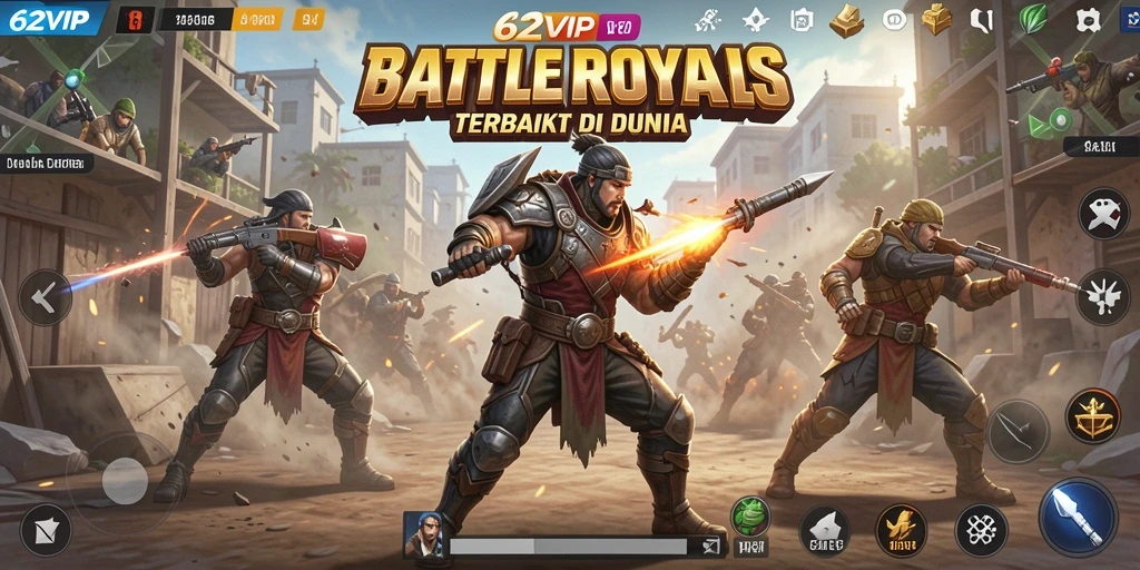 Screenshot gameplay 62VIP menampilkan aksi pertempuran yang intens.