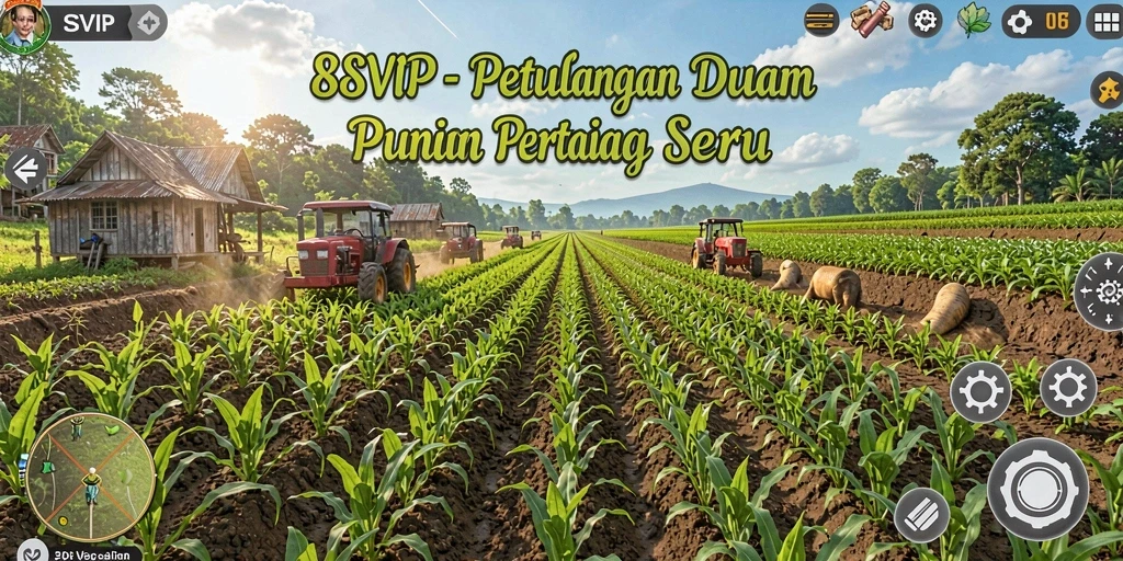 Screenshot gameplay 8SVIP menampilkan suasana pertanian yang ceria dan interaktif.