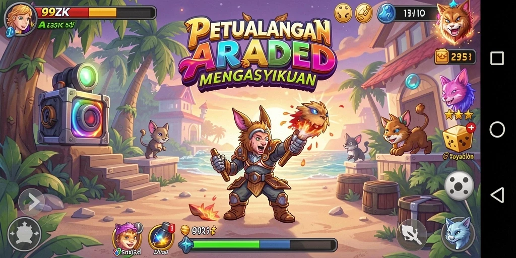 Tampilan gameplay <strong>99ZK</strong> dengan grafis yang cerah dan penuh aksi.