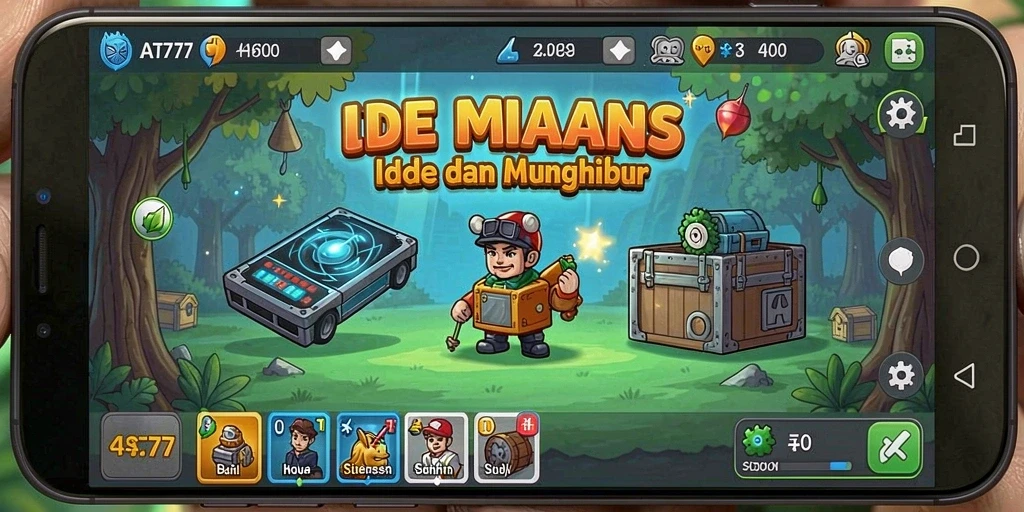 Gameplay santai dari AT777 menampilkan kemajuan saat Idle.