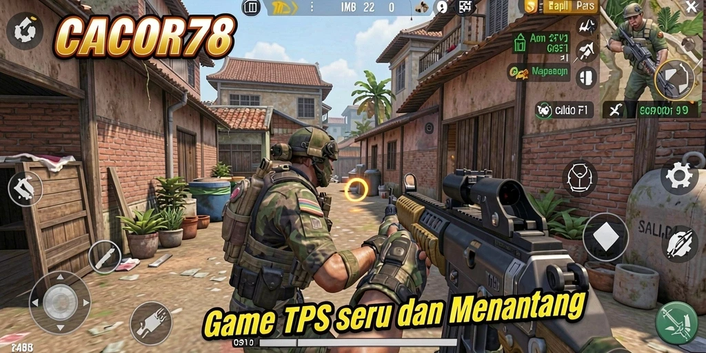 Gameplay menegangkan di <strong>CACOR78</strong>, aksi tembak-menembak yang intens.