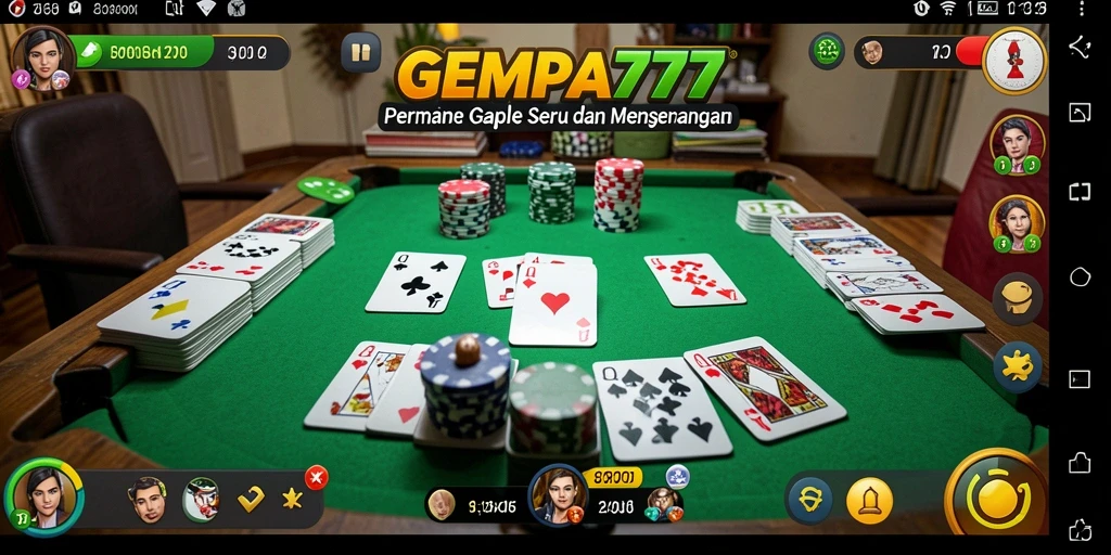 Tampilan gameplay GEMPA777 yang menampilkan suasana permainan Gaple.