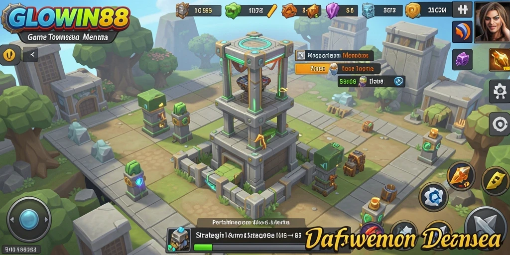 Tangkapan layar menunjukkan aksi mendebarkan di GLOWIN88 Tower Defense.