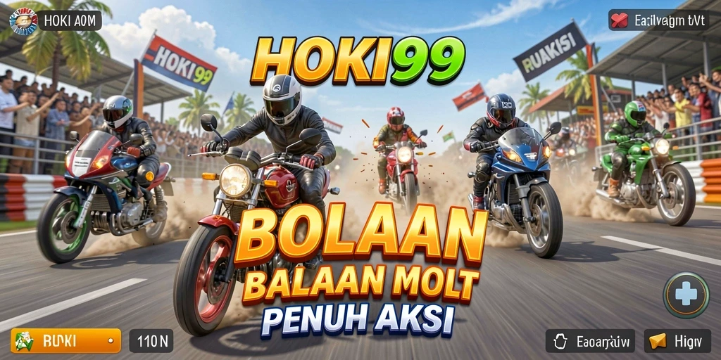 Screenshot gameplay HOKI99 menampilkan balapan motor yang mendebarkan.