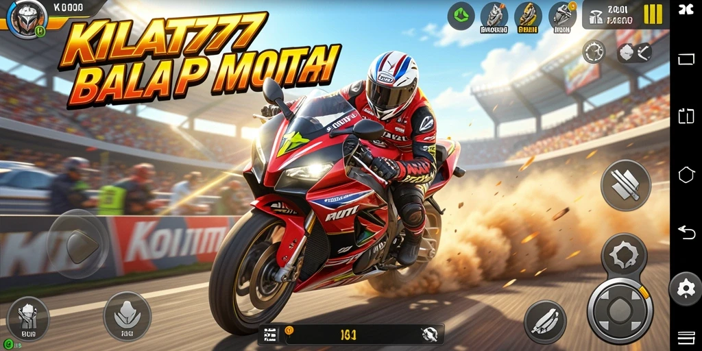 Gameplay KILAT777 menampilkan kecepatan balap motor yang seru di lintasan menantang.