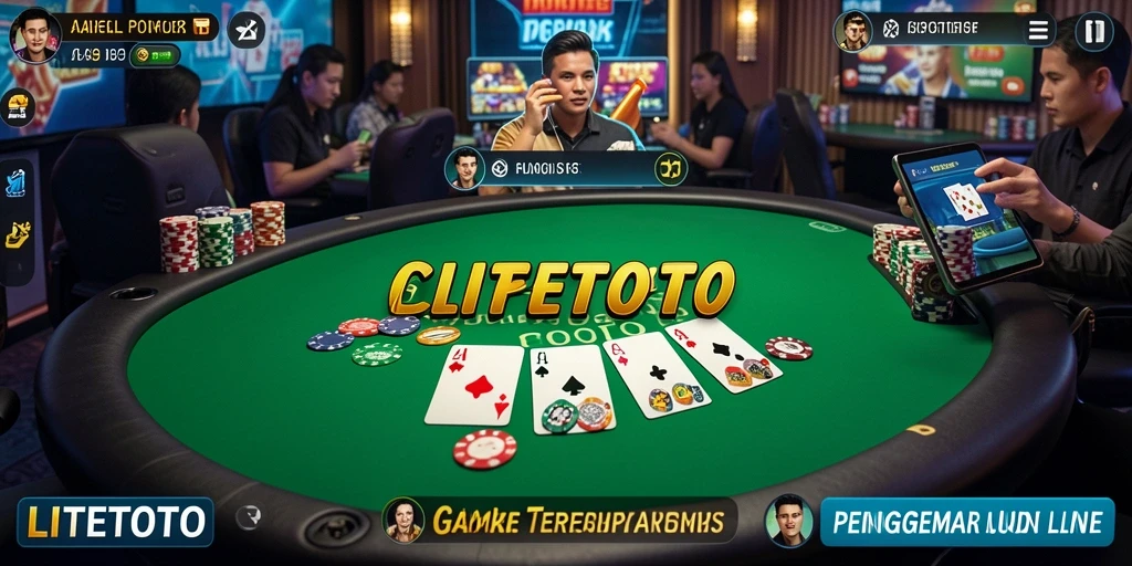 Tampilan gameplay menarik dalam LITETOTO dengan suasana poker yang mendebarkan.