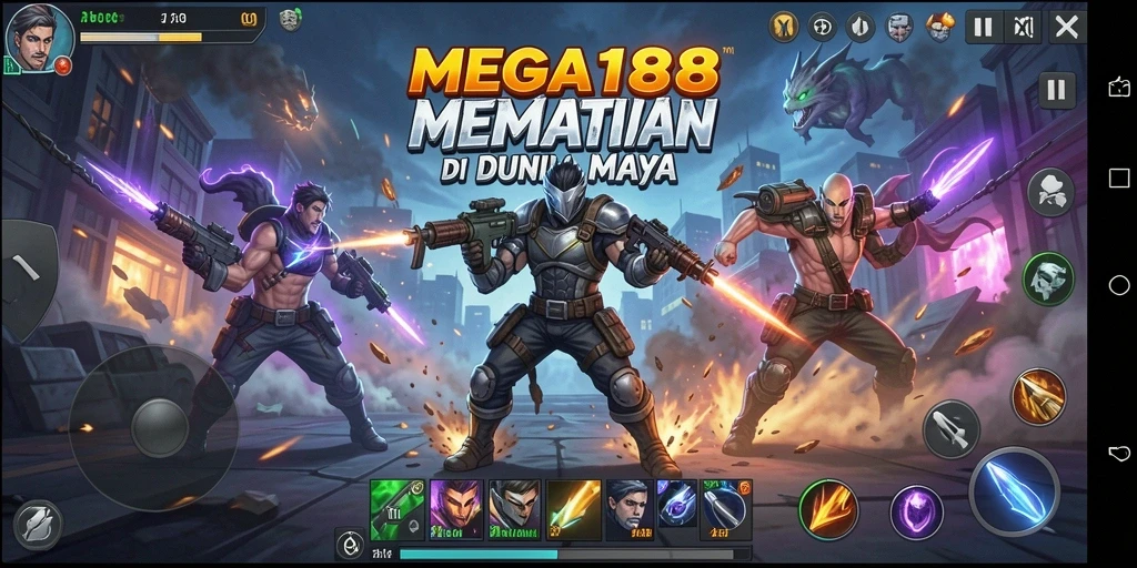 Tangkapan layar MEGA188 menampilkan aksi pertarungan mendebarkan dan karakter yang kuat.