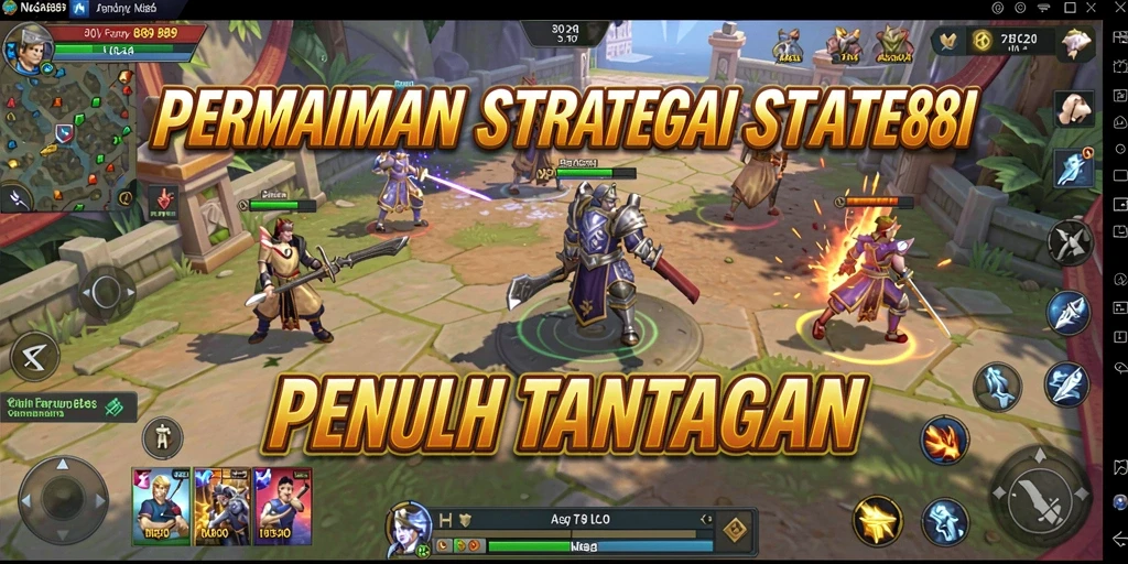 Tangkapan layar gameplay NAGA889 yang menampilkan pertempuran intens antar unit strategi.