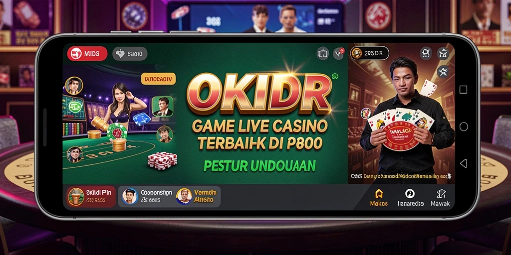 Screenshot OKIDR menampilkan dealer langsung dan suasana permainan yang menegangkan.