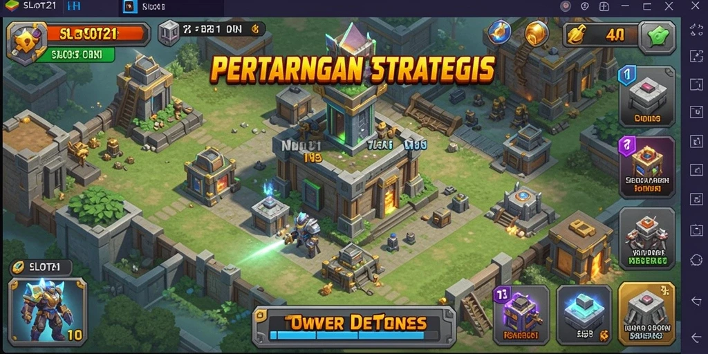 Gameplay SLOT21 menunjukkan pertempuran strategis yang mendebarkan.