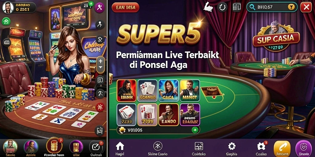 Tampilan screenshot utama SUPER5 dengan gameplay Live Casino yang menegangkan.