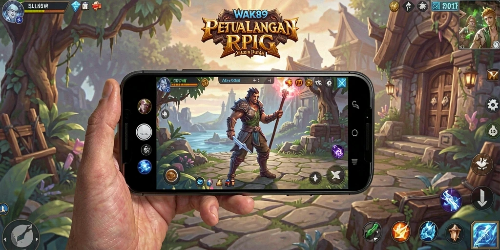 Tangkapan layar utama WAK89 menampilkan pertempuran seru dalam permainan RPG.