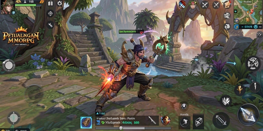 Tampilan menarik gameplay MMORPG X168 yang penuh aksi.
